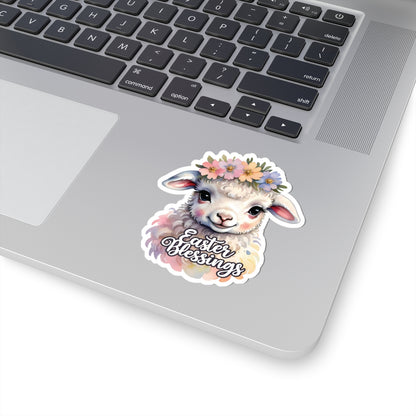 Easter Blessings Lamb Sticker, Spring Holiday Decor, Happy Easter Decal, Religious Christian Sticker, Cute Animal Sticker, Party Favor Cute Gift