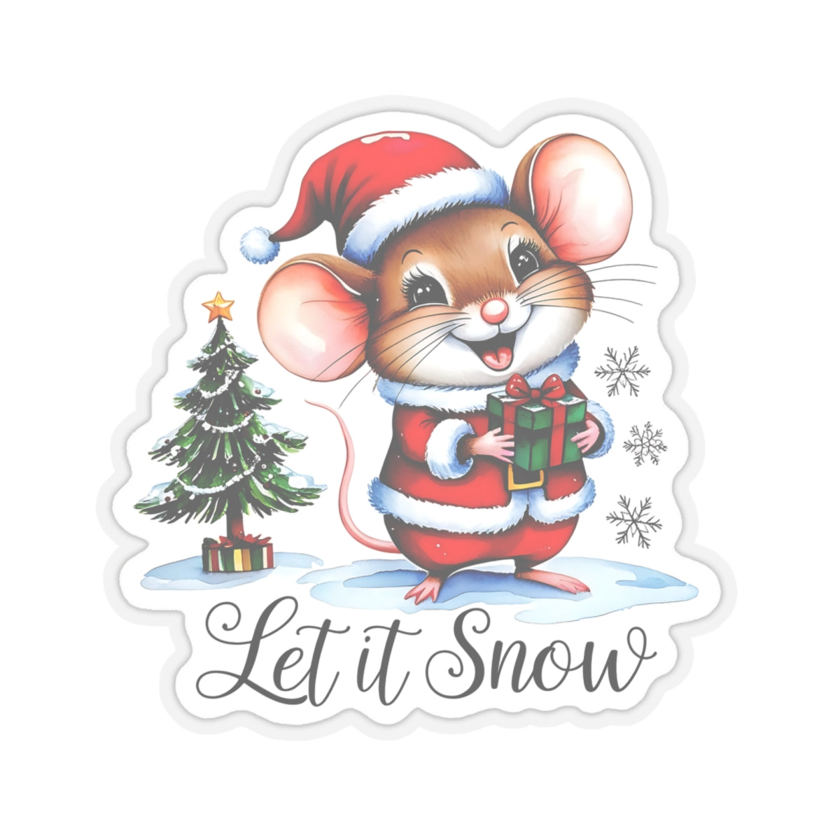 Let It Snow Sticker, Winter Kiss Cut Vinyl Decal, Christmas Holiday Sticker, Waterproof Sticker, Snowflake Sticker, Cute Laptop Sticker
