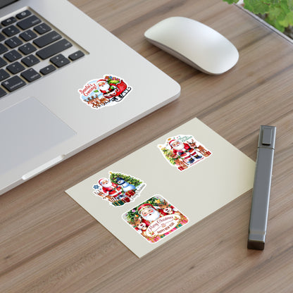 Santa Sticker Set, Christmas Decor Festive Vinyl Stickers, Holiday Scrapbook Supplies, Cute Santa Claus Planner Gift, Indoor Outdoor Accessories