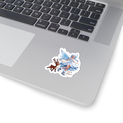 Merry And Magical Sticker, Fairy And Reindeer Sticker, Holiday Vinyl Sticker, Christmas Quote Sticker, Planner Sticker Laptop Scrapbook Gift