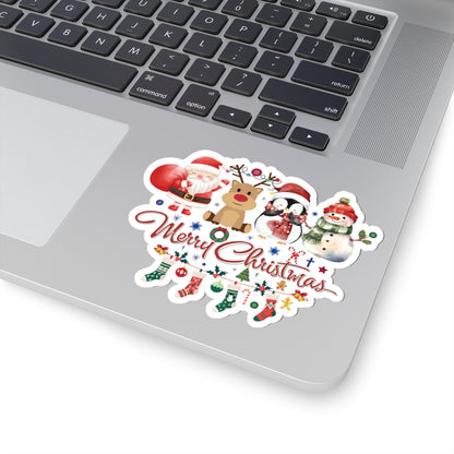Merry Christmas Sticker, Cute Festive Characters Sticker, Holiday Vinyl Sticker, Funny Christmas Quote Sticker, Scrapbook Laptop Sticker Gift