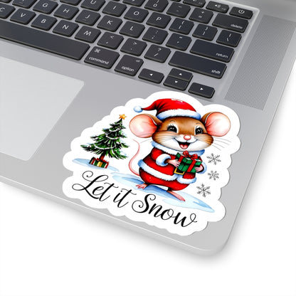 Let It Snow Sticker, Winter Kiss Cut Vinyl Decal, Christmas Holiday Sticker, Waterproof Sticker, Snowflake Sticker, Cute Laptop Sticker