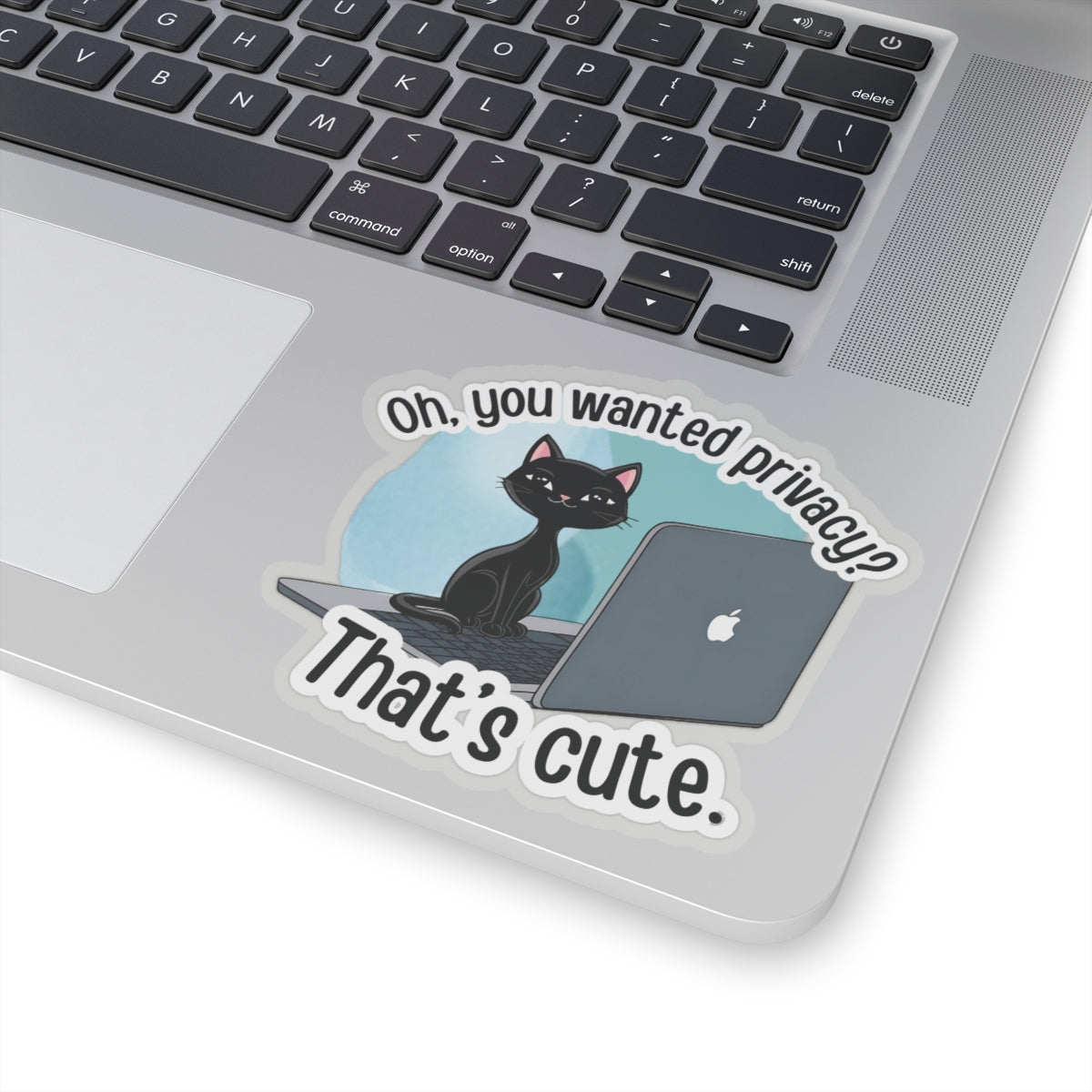 Oh, You Wanted Privacy, That's Cute, Funny Cat Sticker, Sarcastic Kitty Waterproof Durable Laptop Water Bottle Sticker