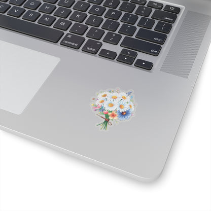 Beautiful Bouquet White Daisies Spring Flowers Kiss-Cut Sticker, Symbol of Purity Innocence Joy April Birth Flower Planner Sticker
