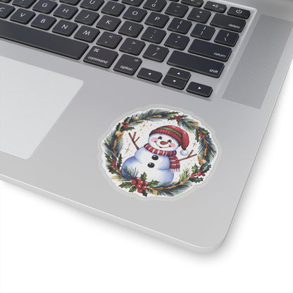 Cheerful Snowman Kiss Cut Stickers, Merry Christmas Holiday Decals, Festive Winter Sticker,  Scrapbooking Laptop Journal Gift Tag Planner