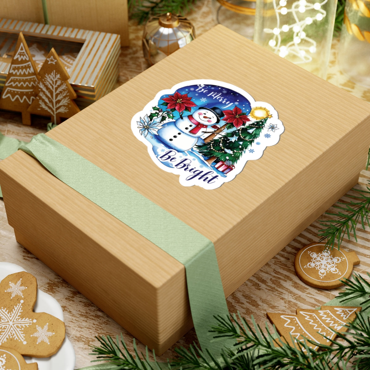 Be Merry Be Bright Sticker, Cute Snowman Christmas Holiday Sticker, Festive Winter Sticker Joyful Snowman Decor, Christmas Spirit Laptop Decal