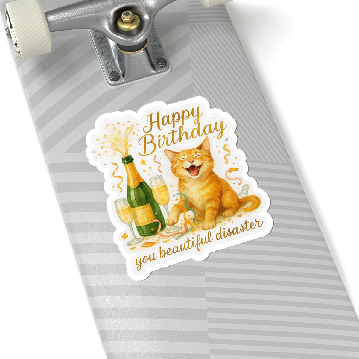 Happy Birthday Stickers, Funny Cute Cat Birthday Card Alternative, Watercolor Cat Stickers, Cat Party Gift, Cat Lover Birthday Gift Laptop Mug