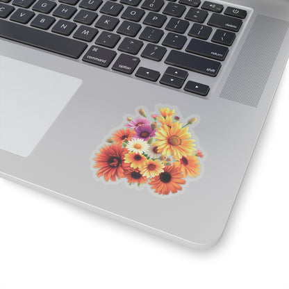 Garden Flowers Bouquet Sticker Gerbera Daisies April Birth Flower Symbol Of Joy Waterproof Vinyl Kiss Cut Laptop Water Bottle Scrapbook