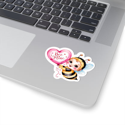 Bee Mine Kiss Cut Sticker, Cute Bee Love Sticker, Funny Punny Valentine Gift For Her Him, Kiss Cut Decal Romantic Laptop Journal Water Bottle