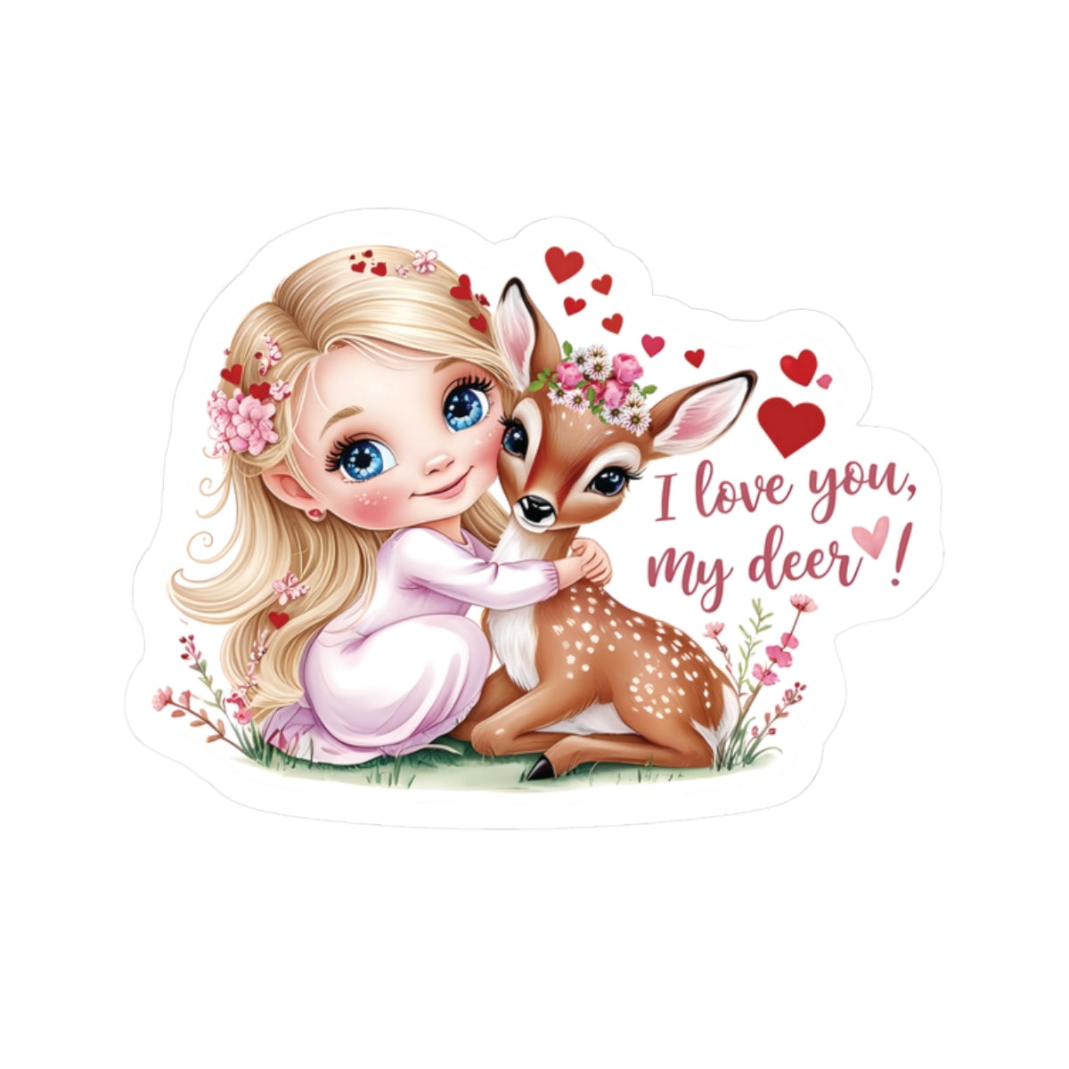 I Love You My Deer Sticker, Cute Romantic Sticker Gift For Girlfriend, Valentines Day Anniversary Vinyl Decal Laptop Mug Planner Journal Decor