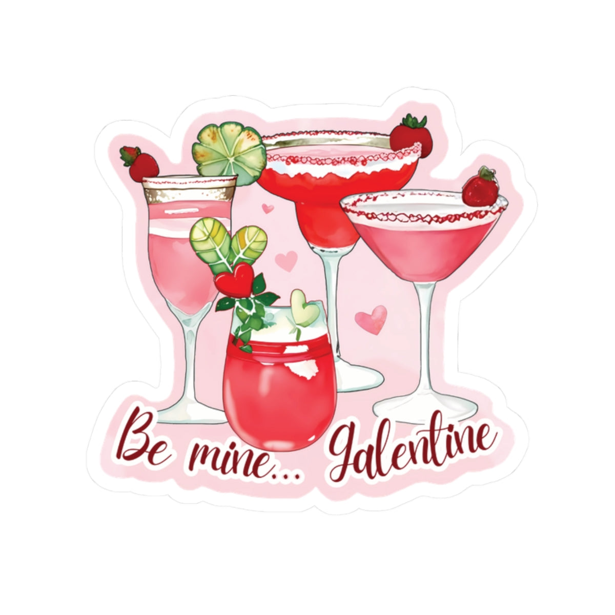 Galentine Sticker, Be Mine Cocktail Sticker, Valentines Day Gift For Her, Cute Drink Sticker, Girls Night Fun Pink Party Planner Decor Decal