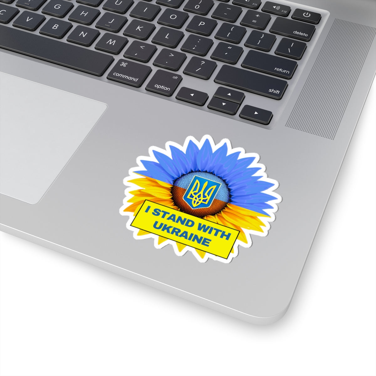 I Stand With Ukraine Sticker, Sunflower Flag Design, Slava Ukraini Decal, Support Ukraine Freedom Art Laptop Water Bottle Car Bumper Vinyl