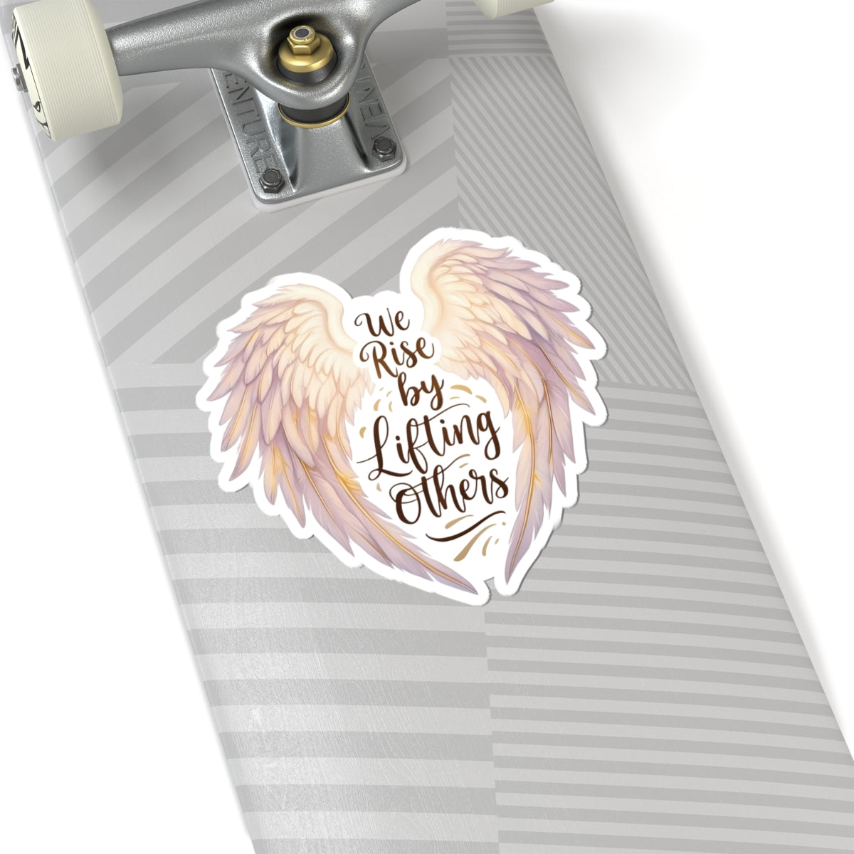We Rise By Lifting Others Sticker, Angel Wings Stickers, Inspirational Vinyl Decal, Motivational Quote Sticker, Laptop Water Bottle Journal