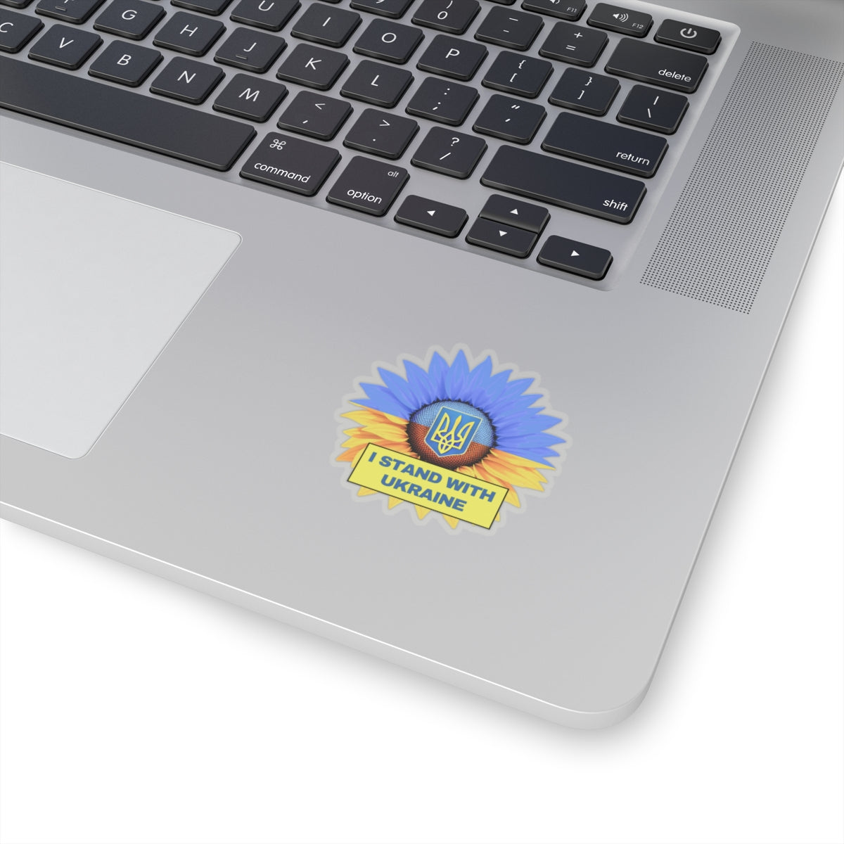 I Stand With Ukraine Sticker, Sunflower Flag Design, Slava Ukraini Decal, Support Ukraine Freedom Art Laptop Water Bottle Car Bumper Vinyl