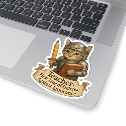 Teachers Day Sticker, Cat Teacher Decal, Cute Book Lover Vinyl Sticker, Waterproof Sticker Laptop Planner Sticker Mug Teacher Gift Idea