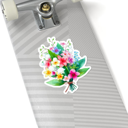 Spring Flower Bouquet Sticker, Lily Of The Valley May Birth Flower Vinyl Decal, Cute Floral Sticker Laptop Water Bottle Garden Gift