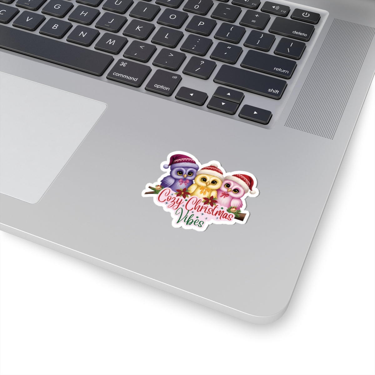 Cozy Christmas Vibes Owl Sticker, Cute Winter Holiday Sticker, Kiss Cut Waterproof Vinyl Sticker, Festive Gift Idea For Planners Scrapbooks