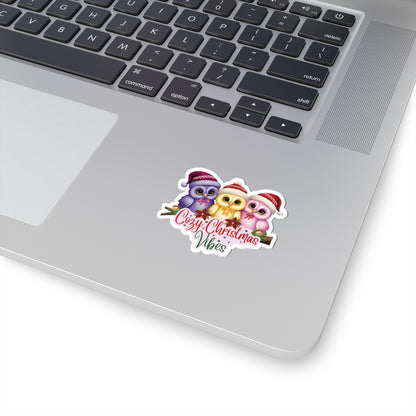 Cozy Christmas Vibes Owl Sticker, Cute Winter Holiday Sticker, Kiss Cut Waterproof Vinyl Sticker, Festive Gift Idea For Planners Scrapbooks