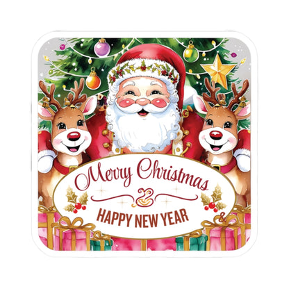 Merry Christmas Happy New Year Holiday Stickers, Cute Santa Reindeer Christmas Tree Holiday Planner Stickers, Winter Vinyl Planner Sticker