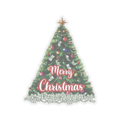 Christmas Prosperity Tree Sticker, Holiday Money Tree Vinyl Decal, Merry Christmas Gift, Laptop Decor, Prosperity Art Xmas Planner Scrapbook Mug Decal