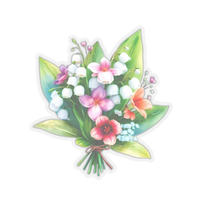 Spring Bouquet Sticker, Lily of The Valley May Birth Flower Vinyl Decal, Floral Laptop Sticker Water Bottle Gift Mother's Day Sticker