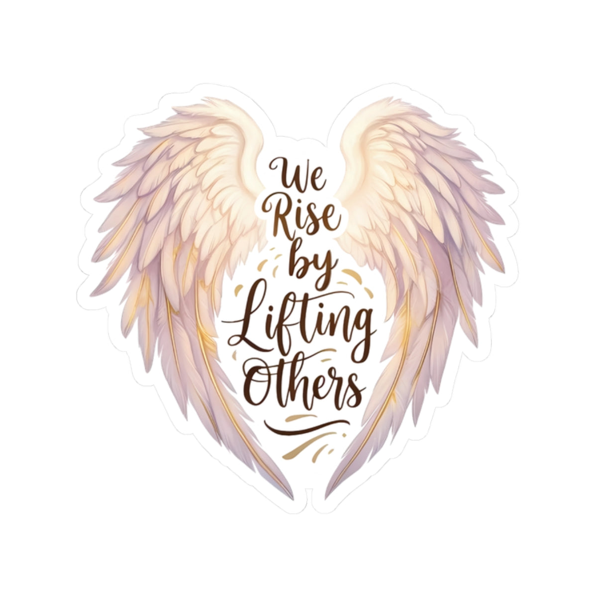 We Rise By Lifting Others Sticker, Angel Wings Stickers, Inspirational Vinyl Decal, Motivational Quote Sticker, Laptop Water Bottle Journal