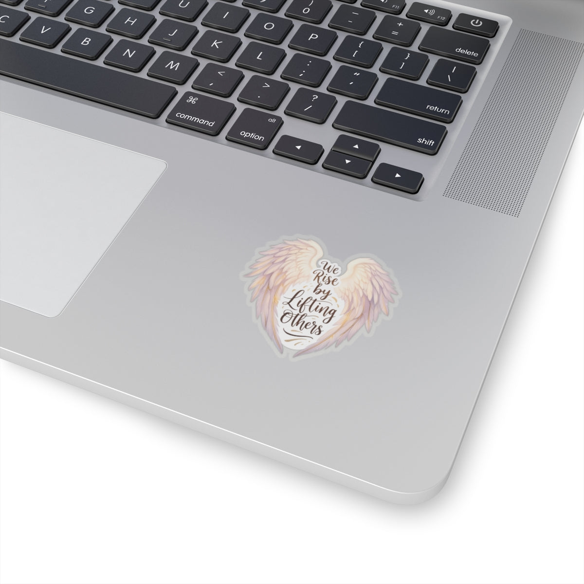 We Rise By Lifting Others Sticker, Angel Wings Stickers, Inspirational Vinyl Decal, Motivational Quote Sticker, Laptop Water Bottle Journal