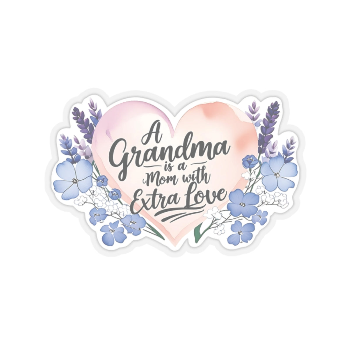Grandma Mother's Day Kiss Cut Stickers, Floral Heart Gift Design, Cute Nana Sticker - Waterproof Vinyl Sticker