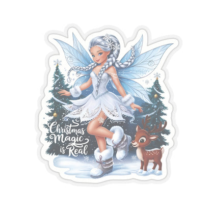 Christmas Magic Is Real, Winter Fairy Sticker, Cute Reindeer Vinyl Decal, Holiday Laptop Aesthetic Fantasy Art Gift, Scrapbooking Planner Gift