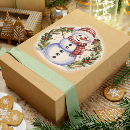 Happy Snowman Christmas Stickers, Festive Holiday Vinyl Decal Sheet, Cheerful Snowman Sticker Pack, Winter Season Decorations Laptops Journals