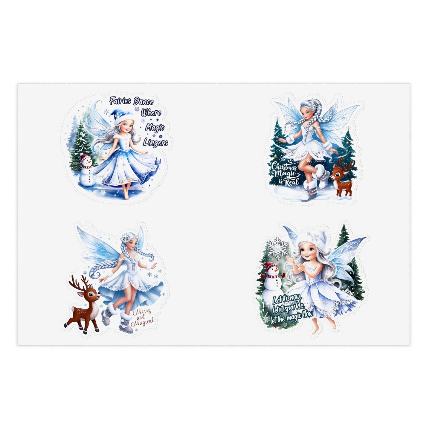 Winter Fairies Sticker Set, Merry And Magical Sticker Pack, Fairy And Reindeer Stickers, Holiday Vinyl Stickers, Planner Scrapbook Stickers