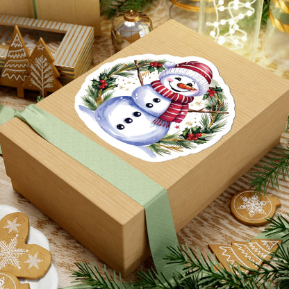 Happy Snowman Christmas Stickers, Festive Holiday Vinyl Decal Sheet, Cheerful Snowman Sticker Pack, Winter Season Decorations Laptops Journals