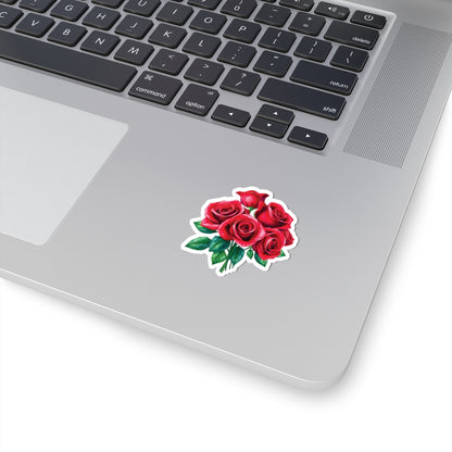 Red Rose Sticker, June Birth Flower Symbol Of Love Romance Beauty, Kiss Cut Vinyl Decal Birthday Mother's Day Gift, Botanical Art Laptop Gift