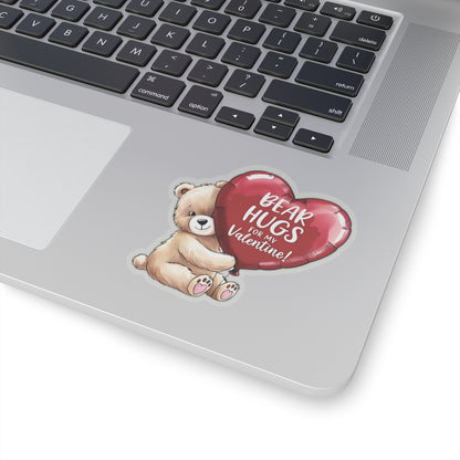 Bear Hugs Sticker, Valentines Day Cute Animal Love Decal, Gift For Her Him, Romantic Kiss Cut Sticker Laptop Journal Water Bottle Art