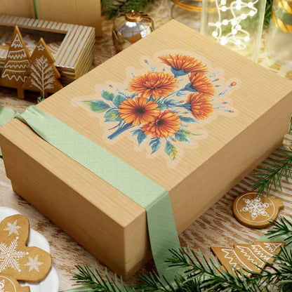 Marigold Flower Sticker, Symbol Of Strength October Birth Flower Gift, Waterproof Vinyl Decal Kiss Cut Floral Laptop Water Bottle Scrapbook