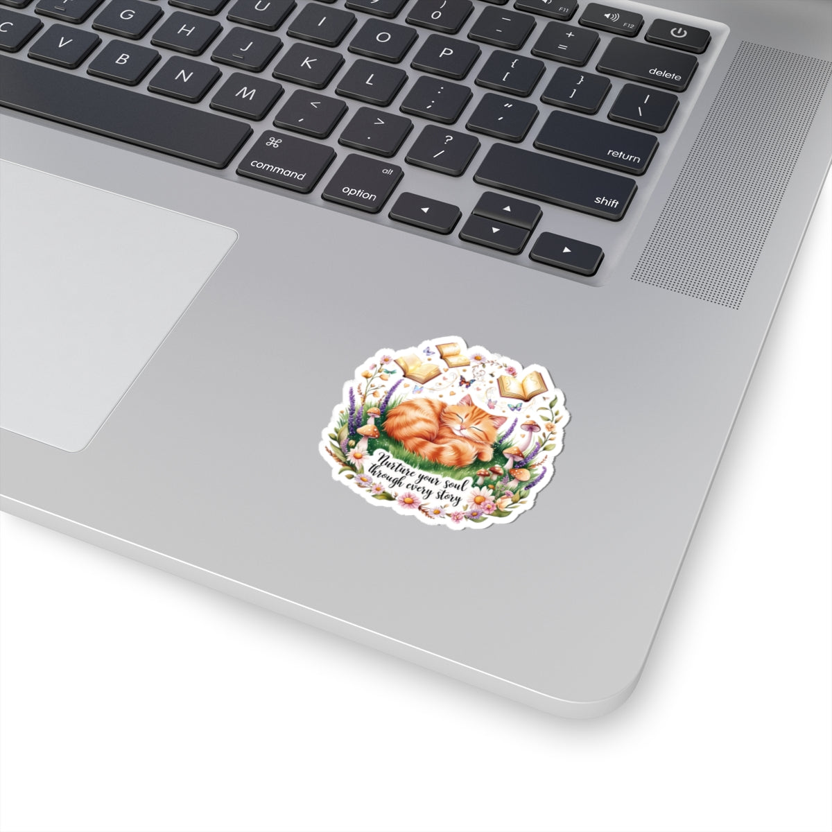 Nurture Your Soul Through Every Story Book Lover Cat Lover Plant Lover Sticker Nature Inspired Decal Laptop Planner Sticker