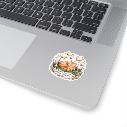 Nurture Your Soul Through Every Story Book Lover Cat Lover Plant Lover Sticker Nature Inspired Decal Laptop Planner Sticker