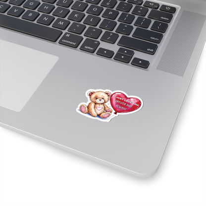 Personalized I Just Love You Sticker, Teddy Bear Valentines Day Romantic Quote Vinyl Decal, Heart Balloon Waterproof Kiss Cut Laptop Bottle