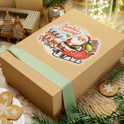Santas Coming Sticker, Funny Christmas Vinyl Sticker, Cute Holiday Sticker, Festive Quote Sticker, Planner Sticker, Scrapbook Laptop Sticker Gift