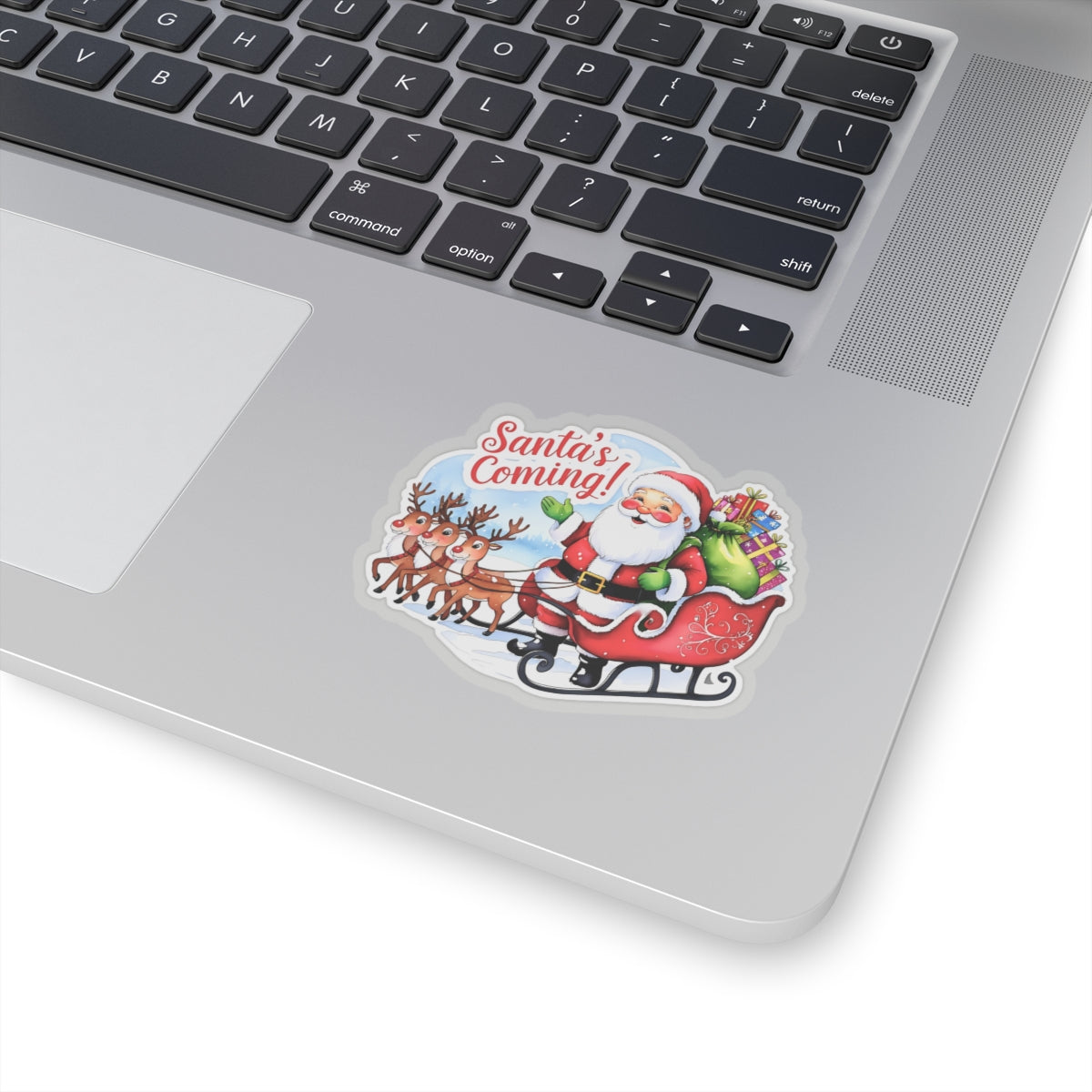 Santas Coming Sticker, Funny Christmas Vinyl Sticker, Cute Holiday Sticker, Festive Quote Sticker, Planner Sticker, Scrapbook Laptop Sticker Gift