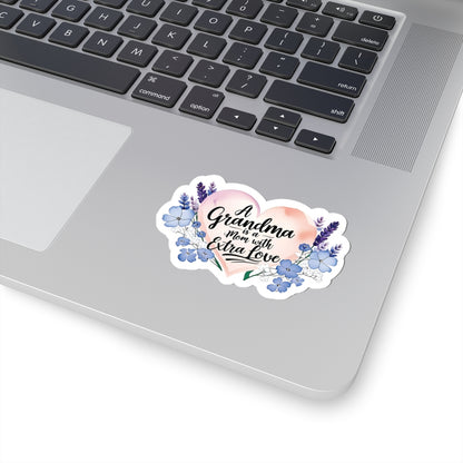 Grandma Mother's Day Kiss Cut Stickers, Floral Heart Gift Design, Cute Nana Sticker - Waterproof Vinyl Sticker