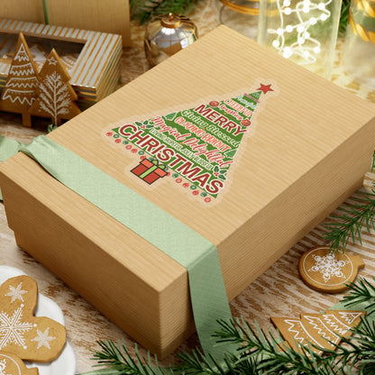 Christmas Tree Sticker, Positive Xmas Words Kiss Cut Sticker, Holiday Gift Sticker, Cute Festive Vinyl Waterproof Sticker For Scrapbook Laptop