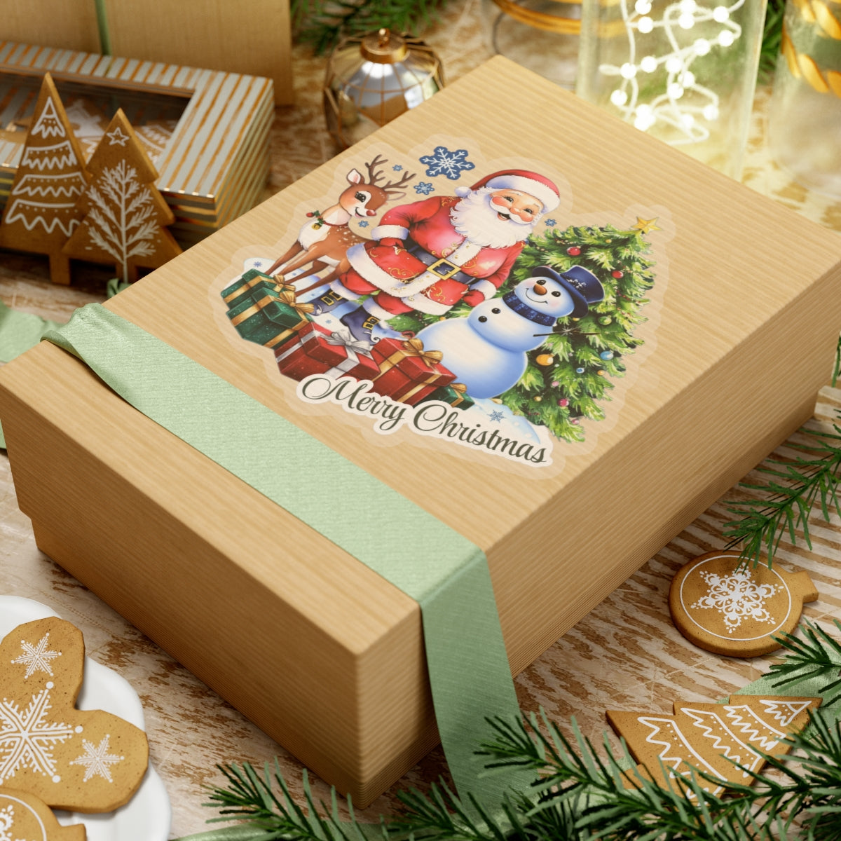 Merry Christmas Stickers, Santa Snowman Reindeer Holiday Stickers, Cute Christmas Tree Stickers, Festive Holiday Vinyl Laptop Mug Stickers