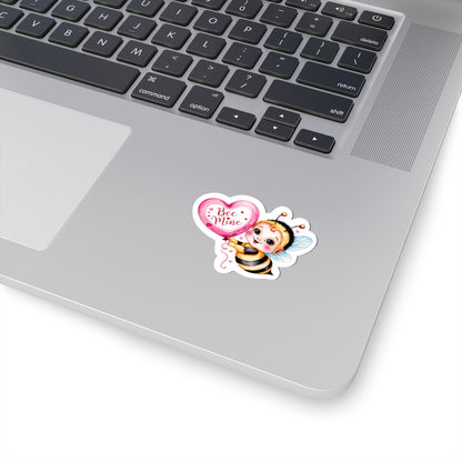 Bee Mine Kiss Cut Sticker, Cute Bee Love Sticker, Funny Punny Valentine Gift For Her Him, Kiss Cut Decal Romantic Laptop Journal Water Bottle