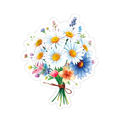 Beautiful Bouquet White Daisies Spring Flowers Kiss-Cut Sticker, Symbol of Purity Innocence Joy April Birth Flower Planner Sticker
