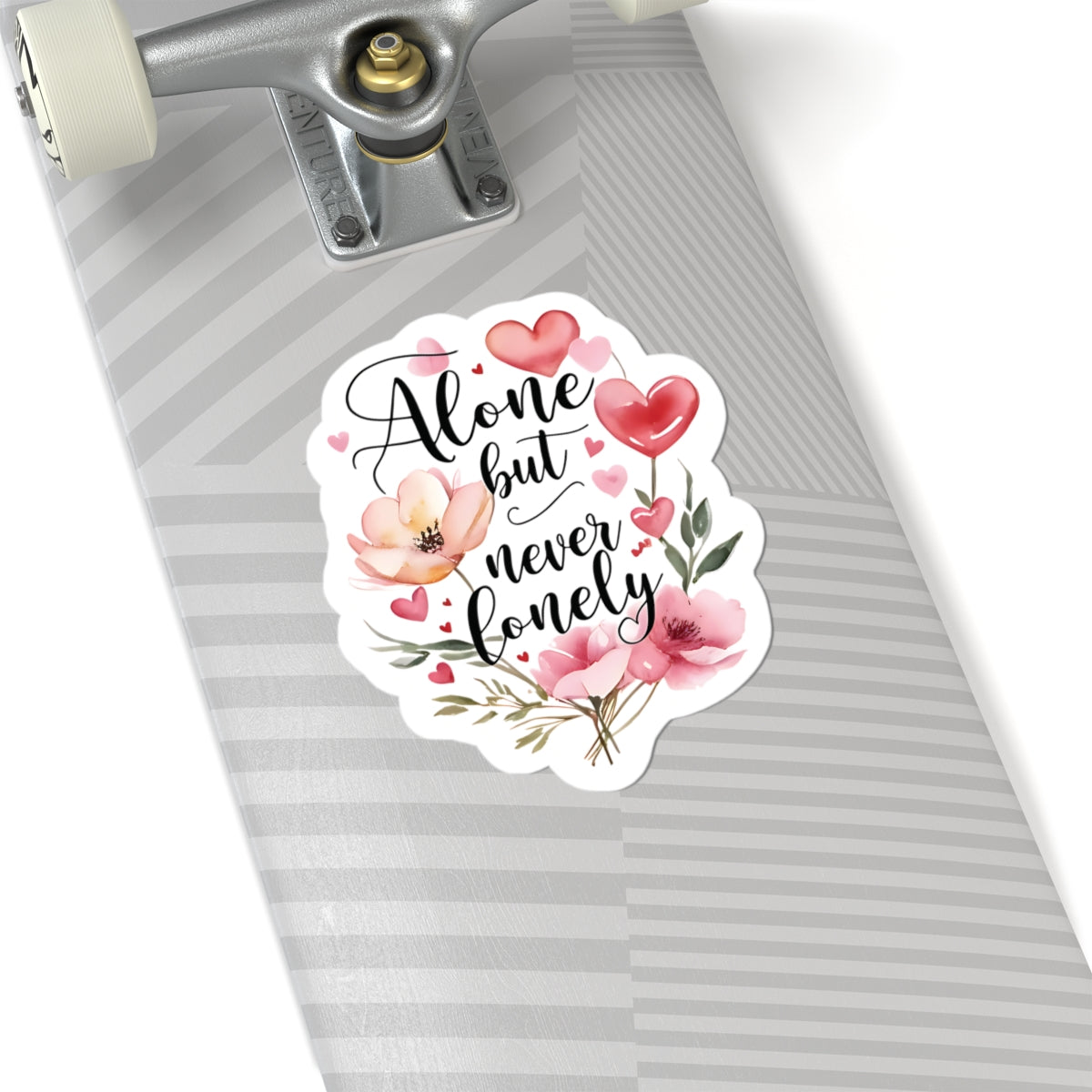 Alone But Never Lonely Sticker, Introvert Quote Kiss-Cut Vinyl Decal, Waterproof Durable Laptop Water Bottle Decoration Self-Care Unique Gift