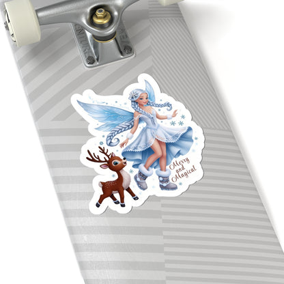 Merry And Magical Sticker, Fairy And Reindeer Sticker, Holiday Vinyl Sticker, Christmas Quote Sticker, Planner Sticker Laptop Scrapbook Gift