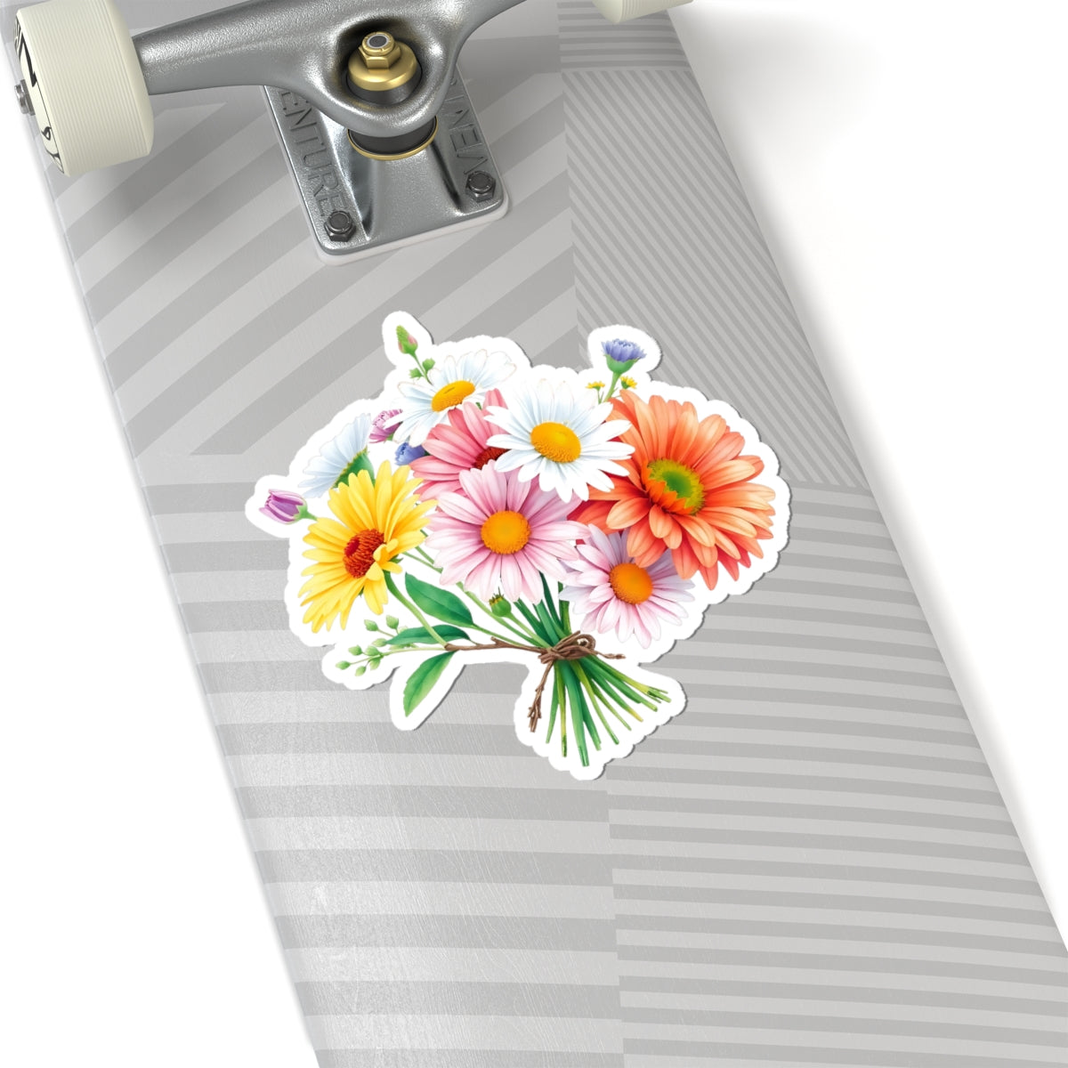 Daisy Flower Sticker, Romantic Floral Bouquet Vinyl Decal, Waterproof Kiss Cut Spring Aesthetic Gift For Her, Laptop Water Bottle Journal Art