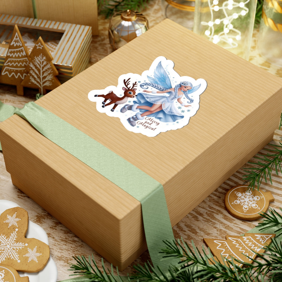 Merry And Magical Sticker, Fairy And Reindeer Sticker, Holiday Vinyl Sticker, Christmas Quote Sticker, Planner Sticker Laptop Scrapbook Gift