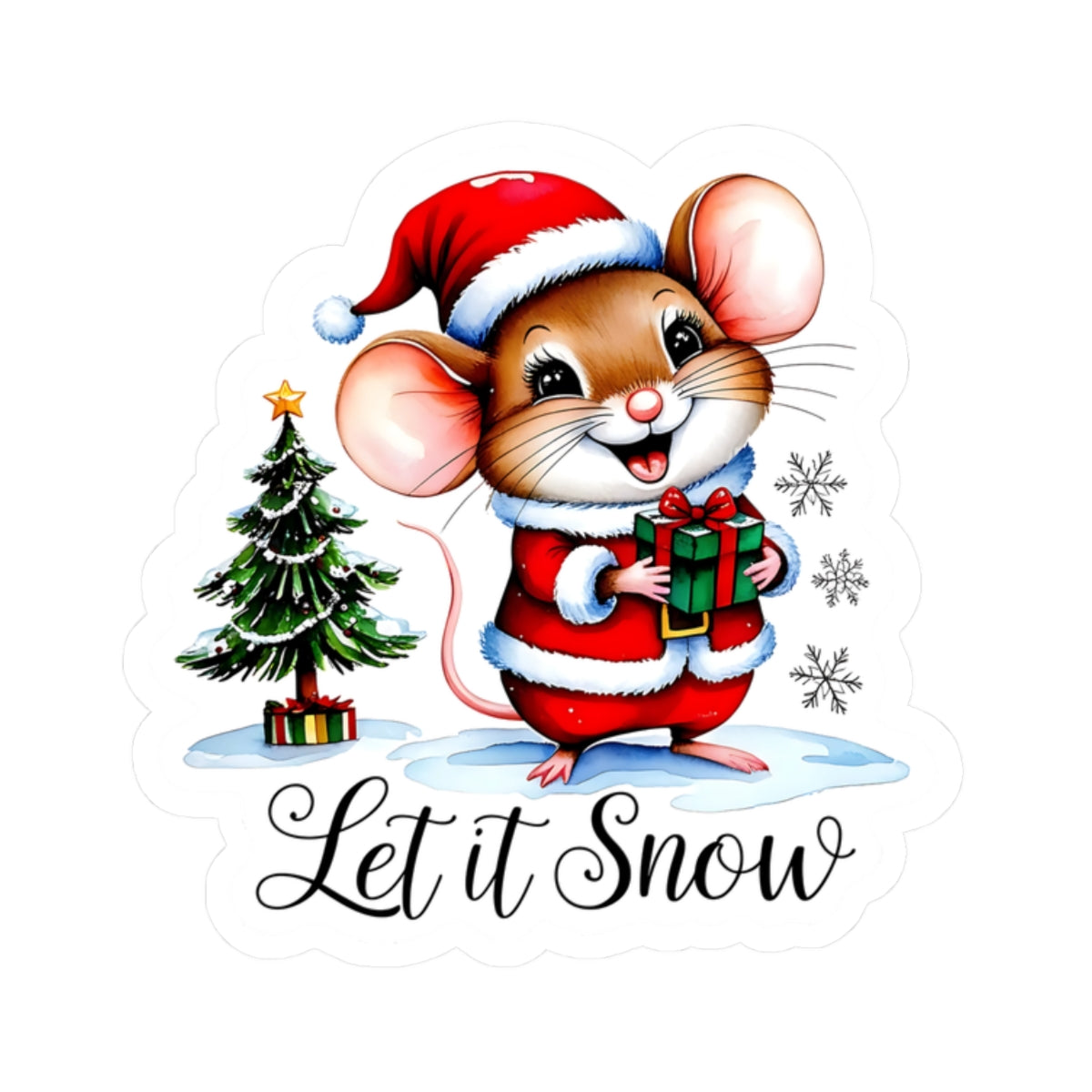 Let It Snow Sticker, Winter Kiss Cut Vinyl Decal, Christmas Holiday Sticker, Waterproof Sticker, Snowflake Sticker, Cute Laptop Sticker